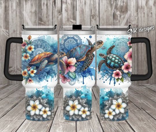 Sea turtle ocean 40oz wrap, Sublimation design templates, 40oz , 40oz tumbler with handle