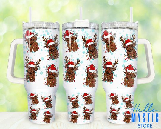 Discover Christmas Highland Cow 40oz Tumbler  , Merry Christmas Tumbler 40oz  , Christmas Cow 40 oz Tumbler Wrap, Cow 40 oz Tumbler