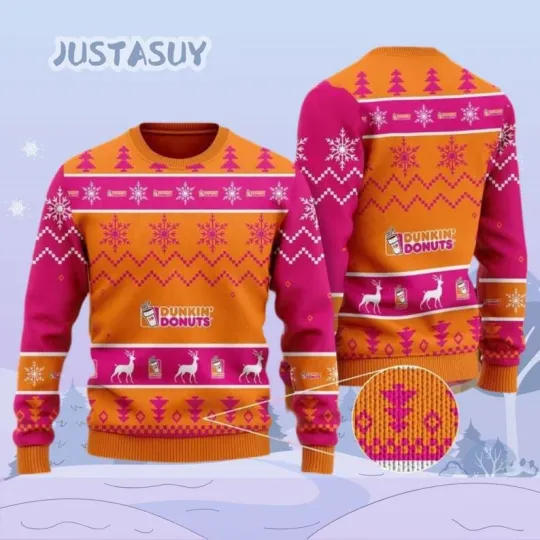 Dunkin Donut Christmas Sweater Coffee Addict Holiday Sweater Dunkin Donut