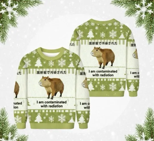 Discover Capybara Ugly Christmas Sweater I Am Contaminated With Radiation Holiday Sweater