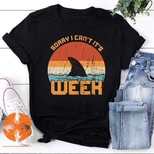 Discover Shark Sorry I Can't It's Week Vintage T-Shirt, Shark Week Funny Shark T-Shirt for Shark Lovers