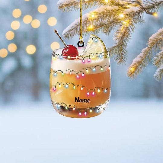Discover Personalized Whiskey Sour Cocktail Christmas Ornament, Cocktail Ornament, Bartender Ornament Gift, Bar Pub Lounge Ornament Decor