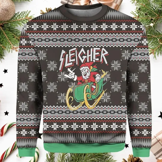 Santa Sleigher Ugly Christmas Sweater Gift Xmas For Everyone