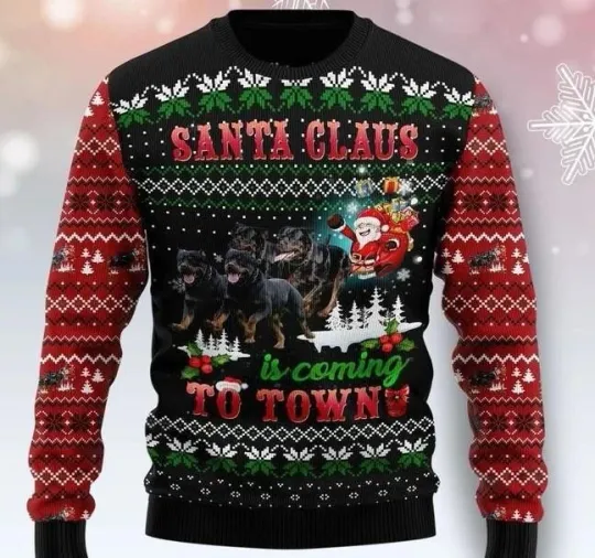 Discover Rottweiler Town Christmas Ugly Christmas Sweater