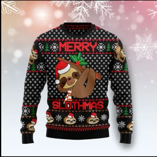 Have Yourself A Lazy Christmas Sloth Funny Ugly Christmas Sweater