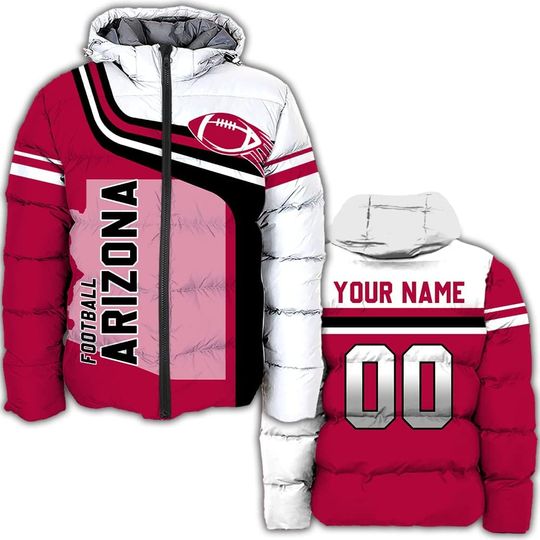 Discover Personalized Arizonna Cardinals Men's Hooded Puffer Jacket