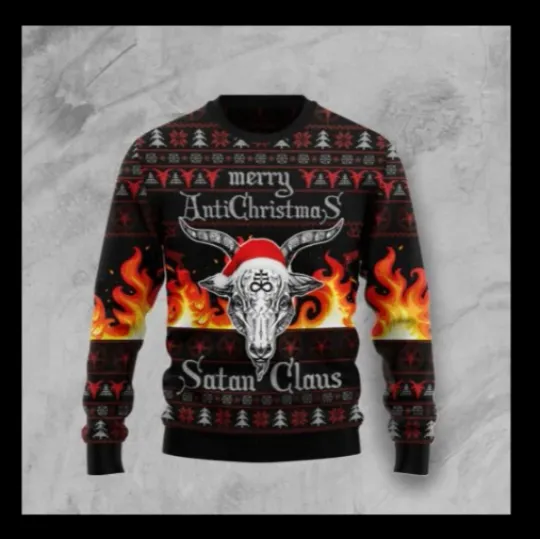 Discover Satan Claus Merry Anti Christmas Hail Satanic Ugly Christmas Sweater