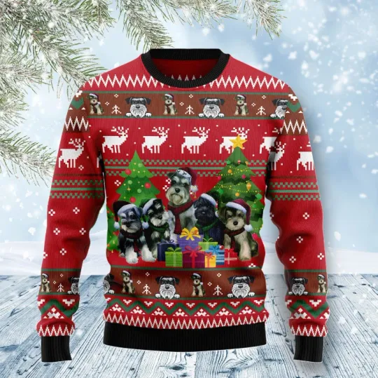 Discover Miniature Schnauzer Family Snow Ugly Christmas Sweater, Perfect Holiday Gift