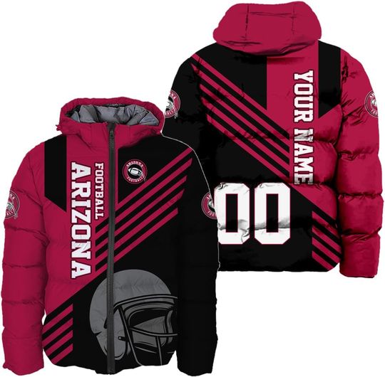 Discover Personalized Arizonna Cardinals Men's Hooded Puffer Jacket