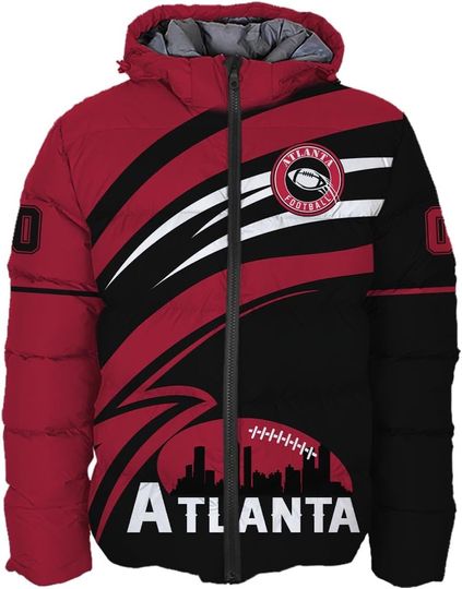 Discover Mens Football American Football Personalized Puffer Jacket Plus Size Apparel Down Jacket Custom Name Number Logo S-5XL