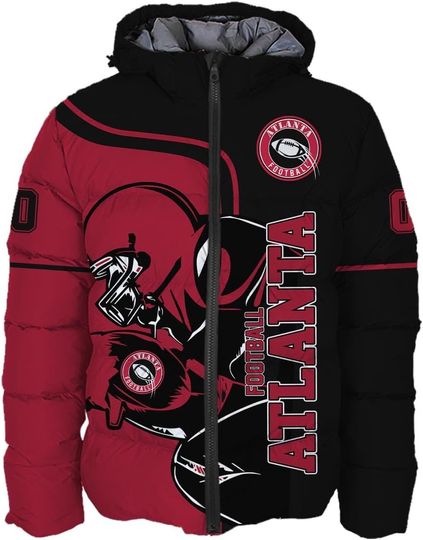 Discover Mens Football Men's American Football Personalized Puffer Jacket Plus Size Apparel Down Jacket Custom Name Number City S-5XL