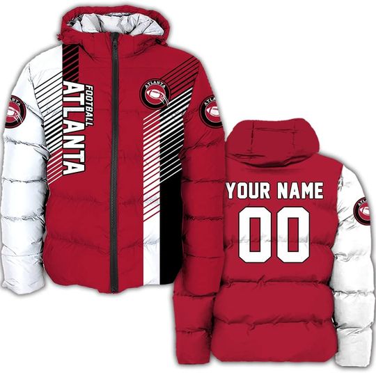 Personalized Atlanta Falcons Men's Hooded Puffer Jacket