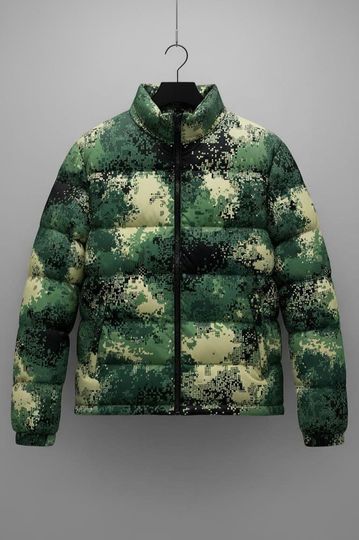 Camouflage Puffer Jacket with Hood  Streetwear Winter Outerwear | Unisex Camo jacket