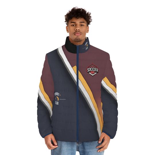 Men's Puffer Jacket, Winter Sports Outerwear, Athletic Clothing, Soccer Fan Gift, Team Sports Jacket