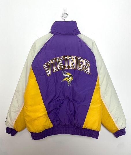 Vintage 1990s Logo 7 Minnesota Vikings Team football Football Full Zip Puffer Jacket (size adult XL)