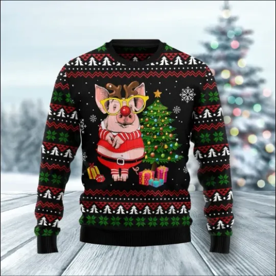 Discover Pig Gorgeous Reindeer Ugly Christmas Sweater