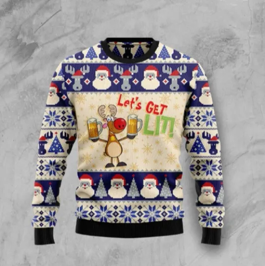 Discover Reindeer Beer Ugly Christmas Sweater