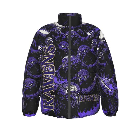 Ravens Swarm Down Jacket - All Over Print Unisex Winter Puffer Coat