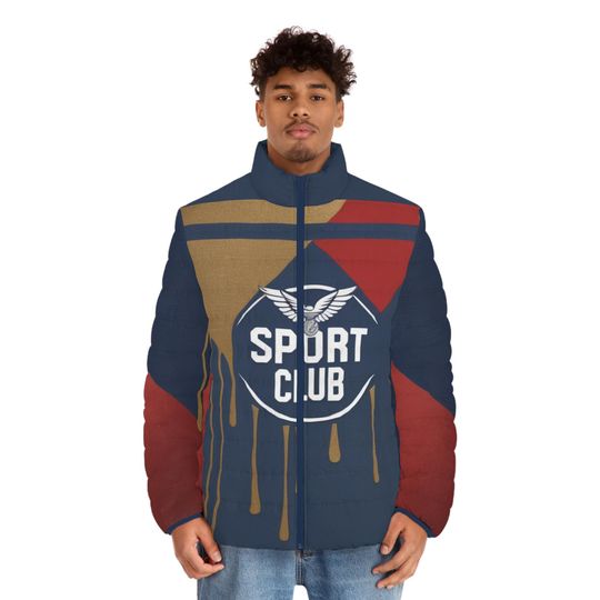 Men's Puffer Jacket, Sport Club Design - Winter Coat, Athletic Outerwear, Team Sports Jacket, Athleisure Apparel, Fitness Apparel