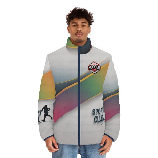 Soccer Puffer Jacket for Men, Sports Winter Coat, Soccer Fan Outerwear, Athletic Winter Jacket, Soccer Lover Gift