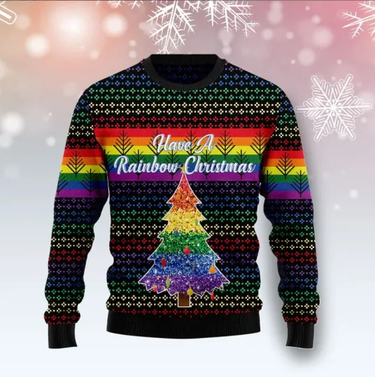 Discover LGBT Rainbow Ugly Christmas Sweater, Perfect Holiday Gift