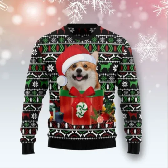 Discover Funny Dog In The Gift Box Ugly Christmas Sweater