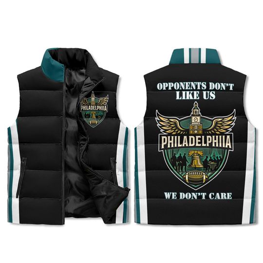 Discover Philadelphia Rivalry Puffer Vest  Eagle Emblem, City Imagery