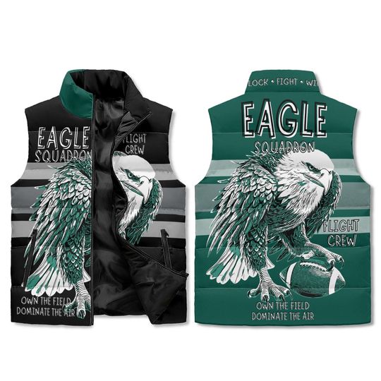 Eagle Squadron Puffer Vest  Flight Crew Lightweight Football Fan Vest