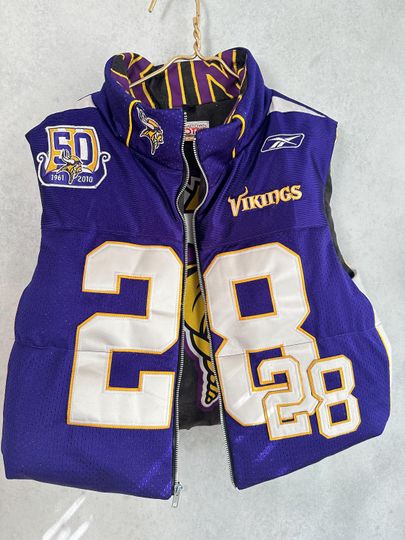 Custom Puffer Vest,  Jersey, Game Day, Pro, College, Football, High School, Team Apparel, Upcycled, Reworked, 1 of 1