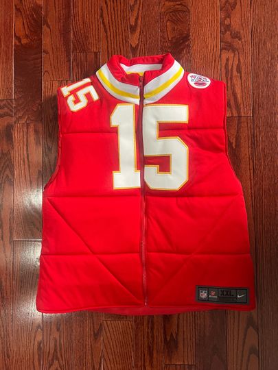 Discover Reworked Football Jersey Puffer Vest  Inspired by Kansas City #15  Unisex M/L