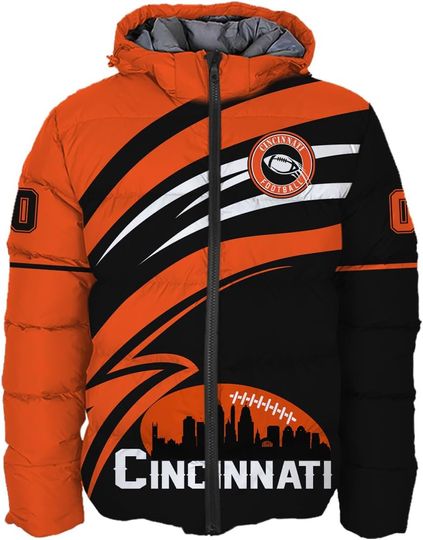 Discover Mens Football American Football Personalized Puffer Jacket Plus Size Apparel Down Jacket Custom Name Number Logo S-5XL