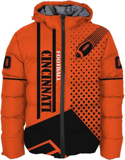 Discover Mens Football Colors Custom Name Number Logo Lightweight Water-Resistant Down Jacket Puffer Coat S-5XL