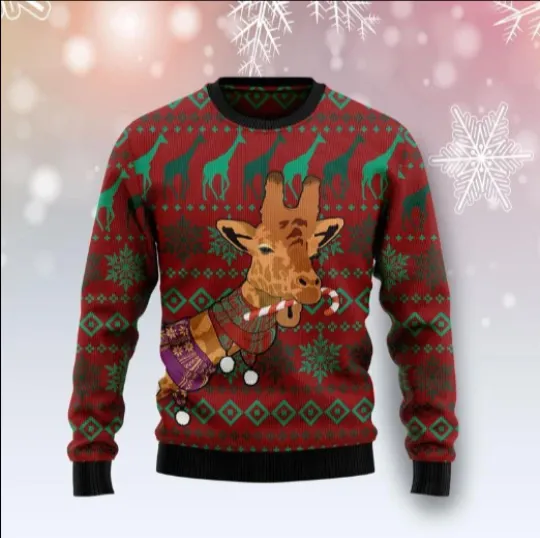 Discover Giraffe Winter Ugly Christmas Sweater