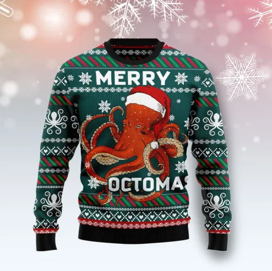 Discover Merry Octomas Ugly Christmas Sweater, Perfect Holiday Gift