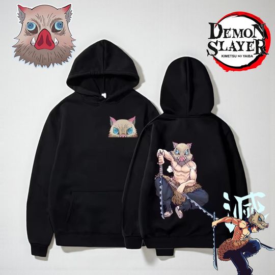 Hashibira Inosuke Anime Hoodie, demon Long Sleeve Hoodie, Double Sided Streetwear