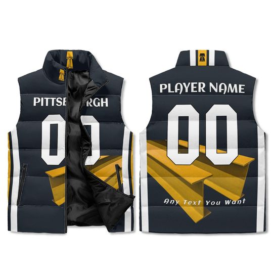 Discover Custom Pittsburgh Puffer Vest  Personalized Name & Number, Unisex