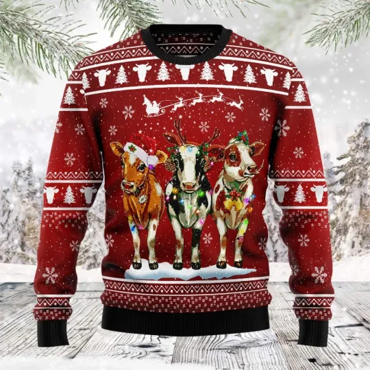 Discover Cow Christmas Ugly Christmas Sweater, Perfect Holiday Gift