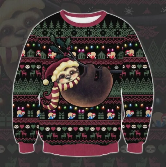Discover Slo Ho Ho Sloth Ugly Christmas Sweater, Perfect Holiday Gift