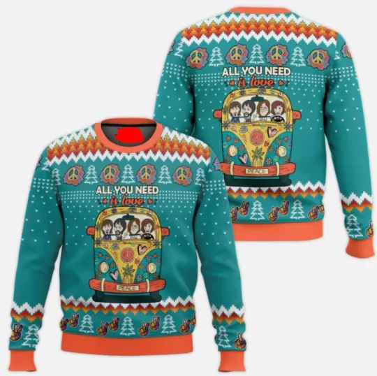 Discover All You Need Is Love Hippie The Beatle Ugly Christmas Sweater Gift For Christmas