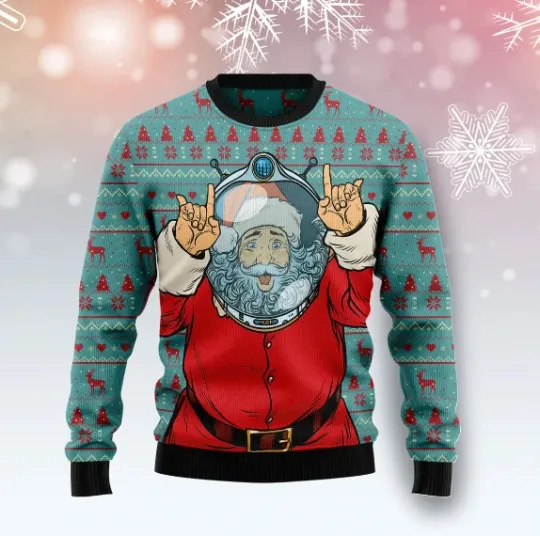 Discover Santa Claus Astronaut Ugly Christmas Sweater