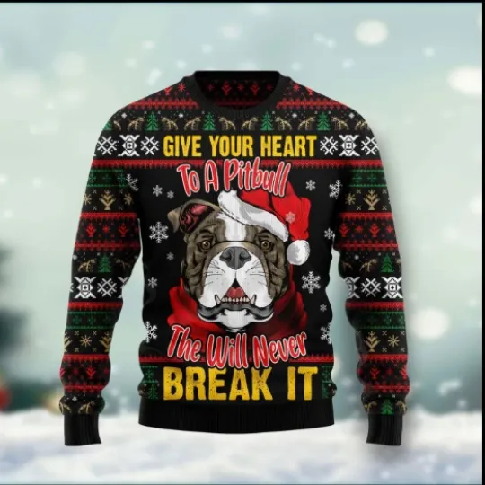 Discover Give Your Heart Pitbull Dog Ugly Christmas Sweater