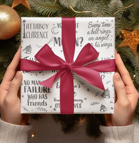 It's a Wonderful Life Gift Wrap, Christmas Movie Wrapping Paper, Festive Holiday Gift Packaging