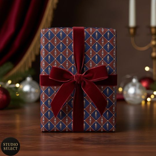 Discover Nutcracker Christmas Wrapping Paper Navy Nutcracker Gift Wrap for Holiday Birthdays Decor