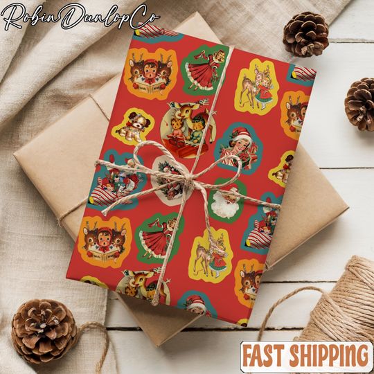 Discover Kitsch Christmas Wrapping Paper, Vintage Kitsch Christmas Wrapping Paper: Retro Holiday Designs, Holiday Gift Wrap, Christmas Wrapping Paper