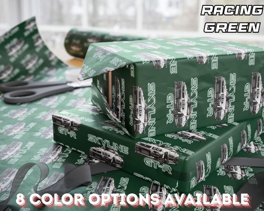 Skyline GT-R Wrapping Paper, Car Enthusiast Gift Wrap, JDM Christmas Paper,Race Car Gift Wrap,Skyline R34 R33 R32 Paper,Automotive Gift Wrap