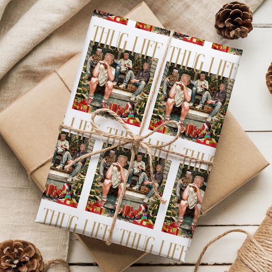Thug Life Trump Christmas Wrapping Papers, Christmas Movie Friends Wrapping Papers, Christmas Gifts , I Will Be Home For Christmas Paper