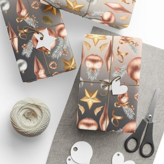 Discover Metallic Ornaments Christmas Wrapping Paper: Elegant Festive Gift Wrap