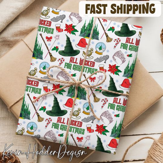 Wicked Movie Wrapping Paper Gifts, Glinda Elphaba Green Or Pink Family Matching, 2025 Wicked Wrapping Gifts, Christmas Holiday Party Paper