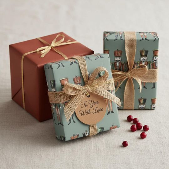 Nutcracker Christmas Wrapping Paper: Traditional Toy Soldier Gift Wrap