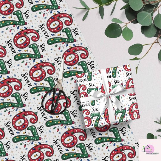 Discover Christmas 67 Holiday Wrapping Paper: Retro Red Green Gift Wrap Design